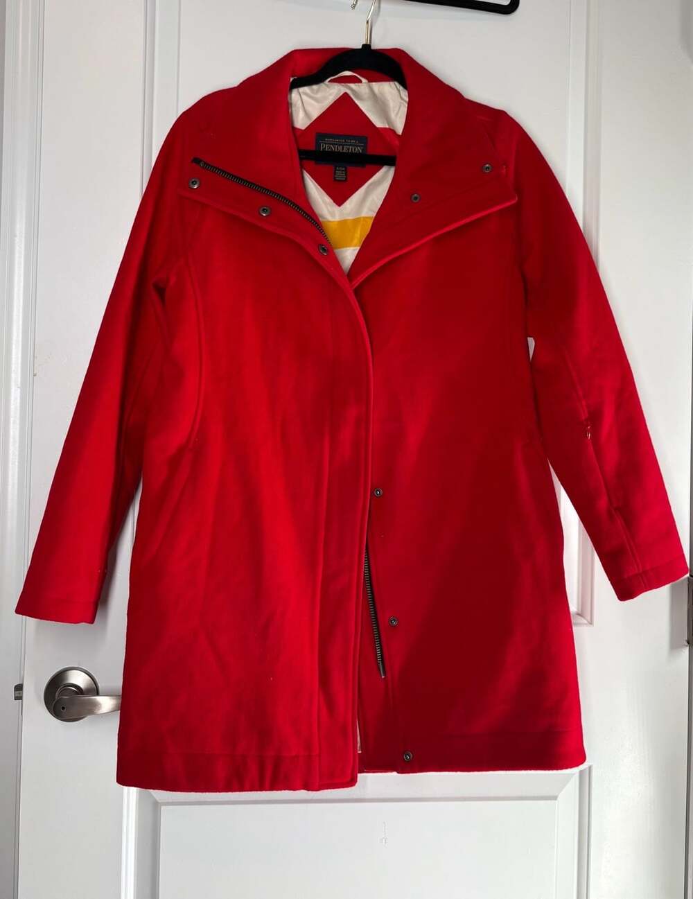 Pendleton Cascade Wool Coat Size S Red Glacier Park Lining